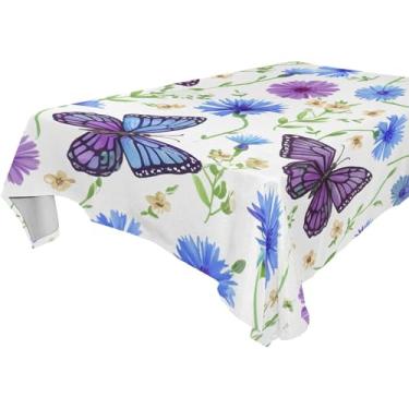 Imagem de Burbuja Toalha de mesa borboletas, toalha de mesa quadrada, anti-rugas, grossa para decoração de jantar, cozinha, festa, 137 x 137 cm