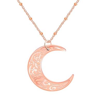 Imagem de Vivaday Colar com pingente de lua árabe de aço inoxidável - joia de simbolismo islâmico para homens e mulheres | Amuleto talismã runa de Allah | Presente para crentes muçulmanos YA4979, adjustable,