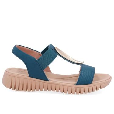 Imagem de Sandalia Usaflex Couro Efeite Dourado Ref Ud11002 Azul 35