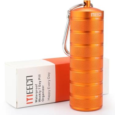 Imagem de Organizador semanal de comprimidos de metal para viagens ao ar livre, alumínio, impermeável, à prova de choque e tem compartimentos grandes para armazenar vitaminas, óleo de peixe, pílulas de