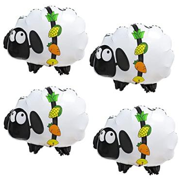 Imagem de 4pcs 22inch sheep balloons. Farm theme birthday party decorations.