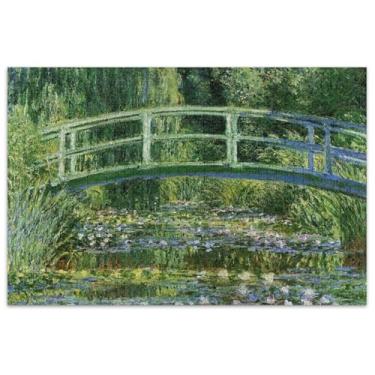 Imagem de Monet Pintura Nenúfares Ponte Adultos Quebra-cabeça 1000 Peças Jogo Quebra-cabeça Presentes Paisagem Puzzles Arte Colorida