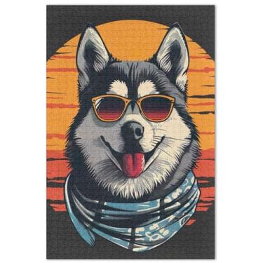 Imagem de Quebra-cabeça engraçado de cachorro Husky siberiano, 1000 peças, adultos, paisagem, floral, família, elefante branco