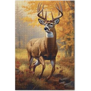 Imagem de Quebra-cabeça Buck Deer Forest 500 peças para adultos jogo tecnologia presentes paisagem flor animal