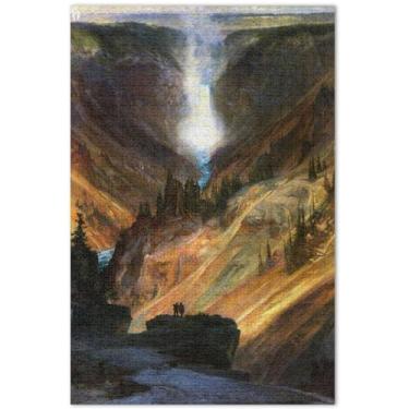 Imagem de Quebra-cabeça Thomas Moran Yellowstone Canyon 1000 peças arte adulto pintura de paisagem personalizado exclusivo quebra-cabeças elefante branco presentes engraçados, 75 x 40 centímetros