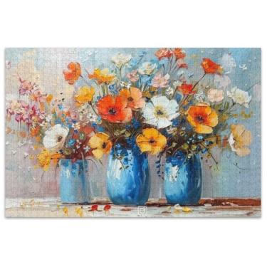 Imagem de Quebra-cabeça para adultos com pintura de flores, 500 peças, quebra-cabeça, presentes, quebra-cabeça rígido, arte