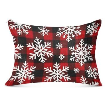 Imagem de Capa de almofada decorativa xadrez vermelha preta branca com zíper King Queen tamanho padrão fronha desenho animado para cama de casa sofá, tamanho king, 50,8 cm x 101,6 cm