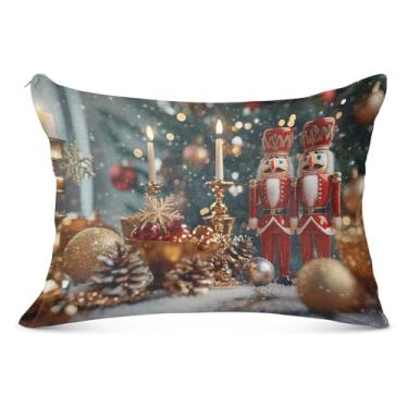 Imagem de Capa de almofada longa de Natal Quebra-Nozes 50 x 101 cm Super Macia com Zíper, Fronha Corporal para Cama Sofá Casa