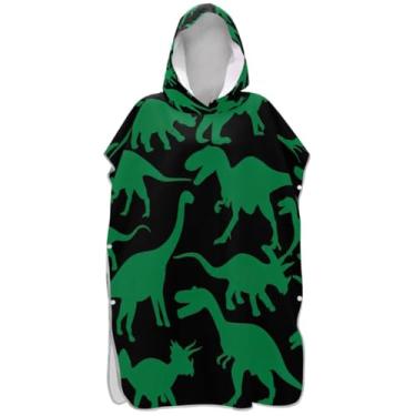 Imagem de Joisal Poncho de surfe absorvente para adultos trocador de roupão toalha com capuz floral bonito dinossauros verde preto homens mulheres poncho com capuz