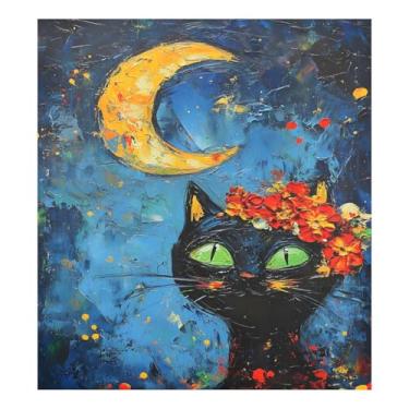 Imagem de Ímãs de máquina de lavar louça de gato de pintura a óleo para cozinha adesivo magnético reutilizável de geladeira 58 x 66 cm