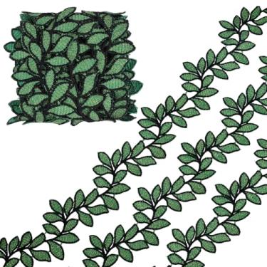 Imagem de WEBEEDY 5 metros de folha verde acabamento de renda bordado folhas borda acabamento 5,5 cm de largura costura em folha aplique folhas de poliéster fita para costura artesanato vestido de casamento