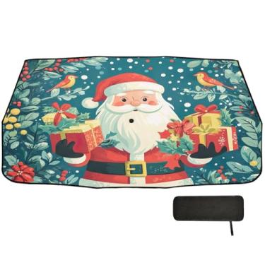 Imagem de Guarda-sol de Natal Papai Noel Para-brisa Guarda-sol Bloqueio UV Capa de Carro Proteção Solar 147 x 75 cm Acessórios de Refrigeração de Carro