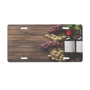 Imagem de Placa de licença de vinho de uva de madeira para placas dianteiras do carro Metal de alumínio adequado para caminhão, placa de porta de carro, bar, café, acessórios automotivos para homens e mulheres
