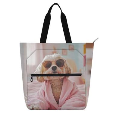 Imagem de GAIGEO Óculos de sol rosa para cães modernos para mulheres e crianças, amantes de livros, trabalho, escola, professores, presente, bolsa com zíper