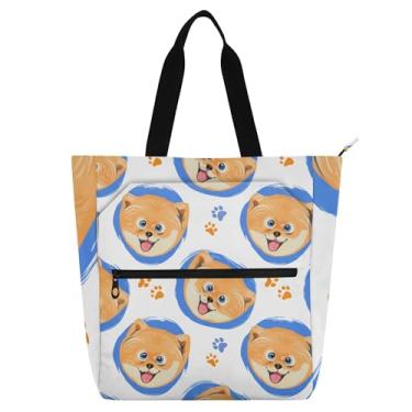 Imagem de Linda sacola azul para cães da Pomerânia para crianças e mulheres, bolsa com zíper, escola, trabalho, viagem, professor, presente