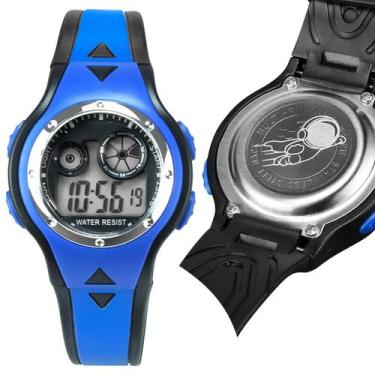 Imagem de Relógio masculino Infantil Digital Azul Pulseira silicone Resistente -