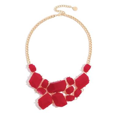 Imagem de Firstmeet Colar de diamante de resina geométrica com corrente de liga, joia elegante para mulheres, Resina, Sem Pedra Preciosa