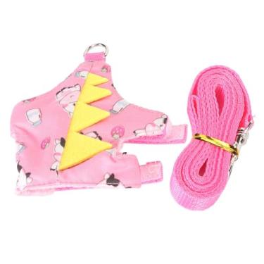 Imagem de Conjunto de arnês e coleira respirável com design de dinossauro fofo, colete fácil de colocar e tirar para porquinhos-da-índia, chinchilas e animais de estimação pequenos, caminhadas e uso diário ao