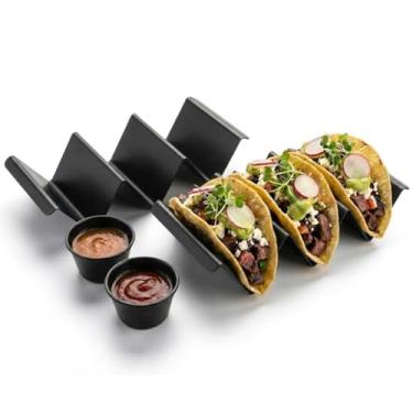 Imagem de Taco Holders Stylish & Sturdy Taco Tray Plates for Home, Party & Kids Use Dishwasher, Oven & Grill-Safe Stainless Steel, Taco Rack for Easy and Clean Taco Preparation (Set of 2) by Serro