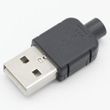 Imagem de 30 conjuntos de conectores USB 2.0 DIY tipo A macho 4 pinos montagem adaptador soquete tipo solda concha de plástico preto para conexão de dados