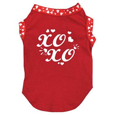 Imagem de Petitebella Camisa vermelha de algodão XOXO Hearts Roupas para cães (vermelha, pequena)