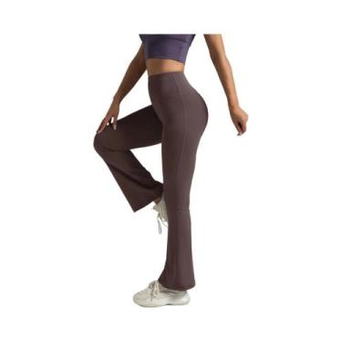 Imagem de Calças De Yoga Femininas De Cintura Alta Com Corte Bootcut Leggings Co