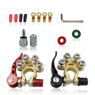 Imagem de Conectores de terminal de bateria de carro, 2 peças, terminal de bateria de carro de desconexão rápida de 4 vias, clipe de terminal positivo e negativo, para postes SAE/JIS tipo A, compatível com