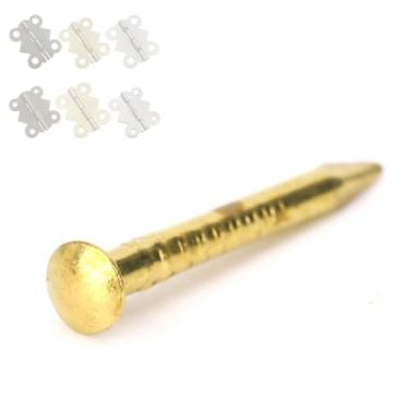 Imagem de Cosiki Fixação Forte 100pcs 10mm do Prego da Cabeça Redonda de Bronze para a Instalação da Dobradiça Mobília Doméstica (15mm de comprimento)
