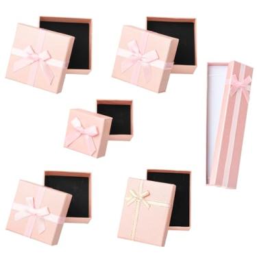 Imagem de Ipotkitt 12 peças, 6 estilos, rosa retangular, caixas de presente de papel, pequenas caixas de presente de Natal com laço e esponja interna para casamentos, aniversários, colares