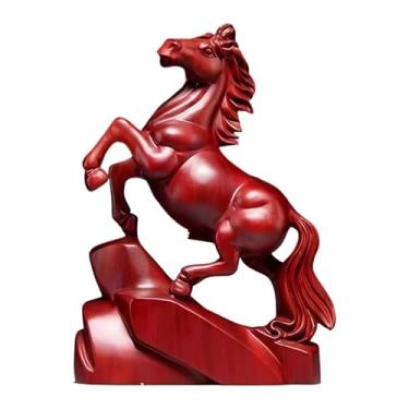 Imagem de Hamosky Escultura de cavalo, estátua de cavalo de madeira esculpida à mão, lembrança de bênção de madeira, estatueta de cavalo de criação, ano novo lunar 2026, altura de 15 cm, símbolo Feng Shui de