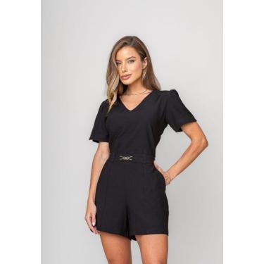 Imagem de Conjunto Alfaiataria Com Blusa Ampla e Short Fivela Preto Salvatore, M