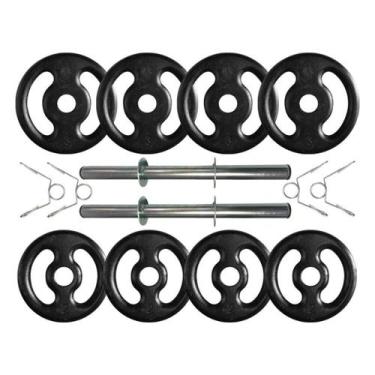 Imagem de Kit com Barras de Halteres e Anilhas de Ferro Fundido - 20 Kg - 2M