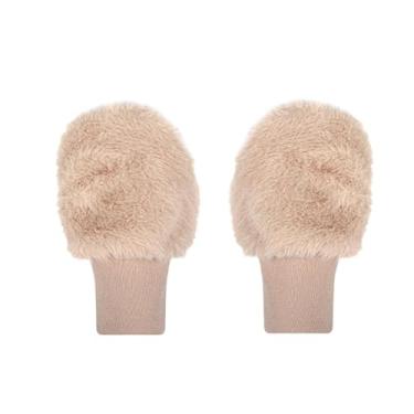 Imagem de Baoblaze Luvas de golfe de meio dedo, luvas de treino de golfe de inverno confortáveis ​​e quentes para mulheres, Cáqui