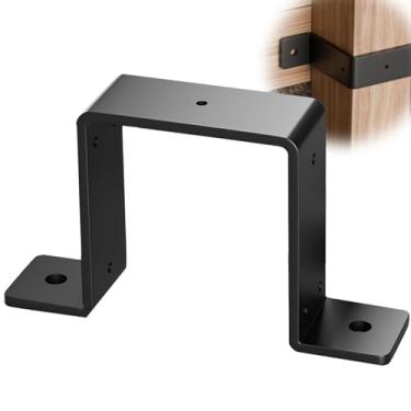 Imagem de 5 peças de 10 x 10 cm, suportes de cerca de deck resistente para vigas de madeira de 10 x 10 cm, suportes de montagem em U para gazebo, 2 mm de espessura - preto