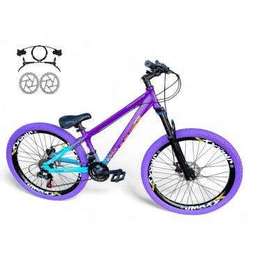 Imagem de Bicicleta Aro 26 Vikingx Tuff Freeride Downhill Freio Hidráulico 21v Alumínio Aros Vmaxx Pneu Flame-Unissex