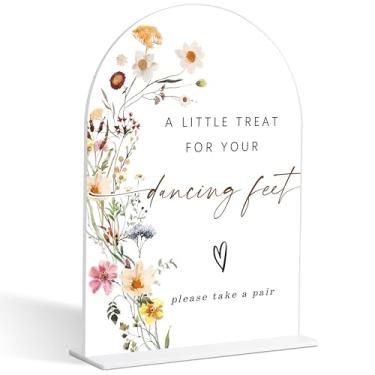 Imagem de Placa de pés dançantes, placas de casamento estilo flor para recepção para chá de panela e recepção, noivado, decorações de chá de panela, lembrancinhas de chá de casamento, placa de arco de acrílico
