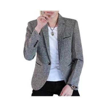 Imagem de Camisa Masculina Slim Fit Casual De Negócios Moda Coreana Poliéster Pa