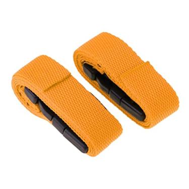 Imagem de Pegciuho Conjunto de 2 Tiras de Fixação para Carrinho de Bolsa de Golfe de 39 Polegadas (99 Cm) X 1 Polegada (2,5 Cm) com Fivela, amarelo