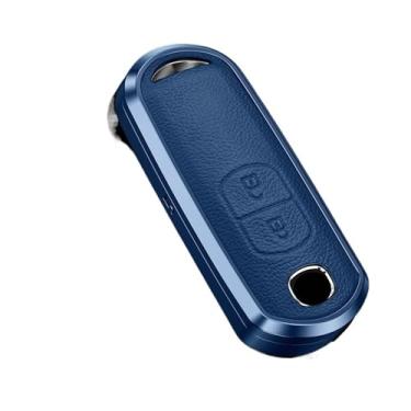 Imagem de Capa de couro para chave de carro, acessórios compatível com Mazda 2 3 6 Atenza Axela Demio CX-5 CX5 CX-3 CX7 CX-9 2015 2016 2017 2018(2 Button Blue)