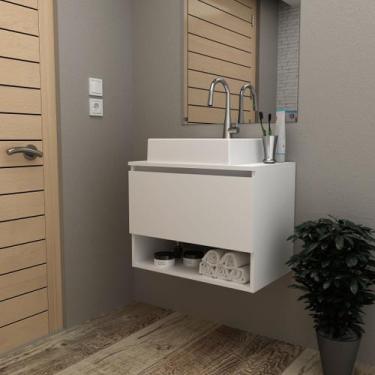 Imagem de Balcão Gabinete Suspenso para Banheiro 60cm com 1 Porta e Nicho BN3606