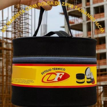 Imagem de Kit marmita aluminio bolsa termica tnt preta com ziper reforcado 16cm 