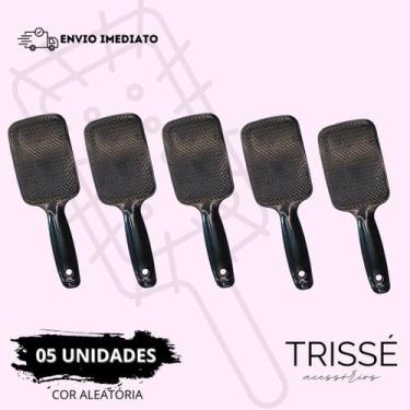 Imagem de 05 Escova Raquete Flex Curva Para Desembaraçar Cabelo Finalização Mági