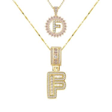 Imagem de Colar com letras, banhado a ouro 14 k, colares delicados, modernos e grossos e personalizados, pingente de círculo, círculo, zircônia, letras, nome, cristal, joias, presentes para mulheres, zircônia