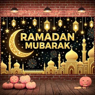 Imagem de Ramadã Eid Mubarak Festival Islâmico Celebração Muçulmana Faixa Religiosa Islâmica Crescente Dourado Faixa Ramadã para Reunião Espiritual de Família