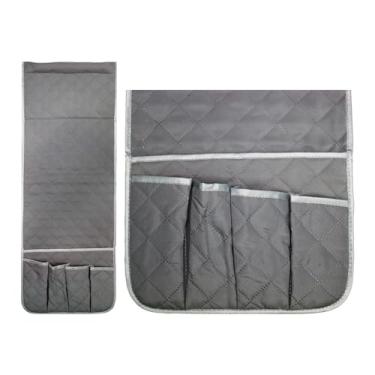Imagem de BAHULA Organizador de apoio de braço para sofá, poltrona, antiderrapante, porta-revistas com 5 bolsos para revistas, tablets, celulares, iPad, livros, cinza