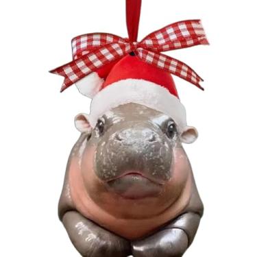 Imagem de Generic Pingentes Haning de carro hipopótamo pigmeu presente festival fácil de pendurar hipopótamo acrílico Natal (estilo 4)