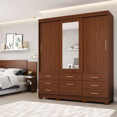 Imagem de Guarda-Roupa Casal 3 Portas Correr 7 Gavetas Luíza Panan Roupeiro