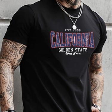 Imagem de Camiseta Masculina Estampada Casual Algodão Califórnia-Masculino