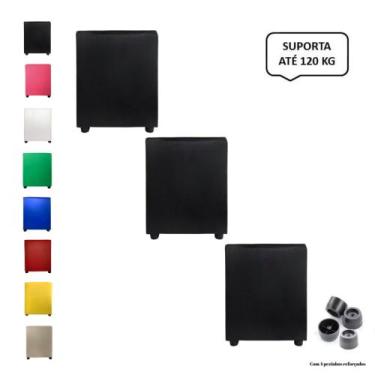 Imagem de Kit 3 Pufs Puff Banqueta Quadrado Decorativo Casa - Mercadão dos Puffs