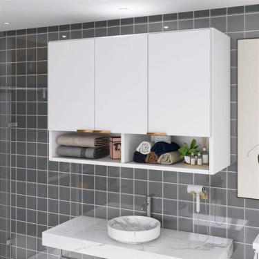 Imagem de Armário Aéreo Branco Suspenso Multiuso 3 Portas - Magazine RM